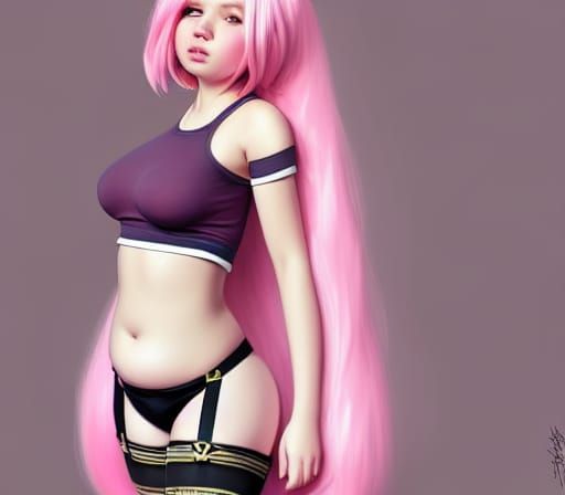 Pink Haired Woman Portrait in Digital Art Style