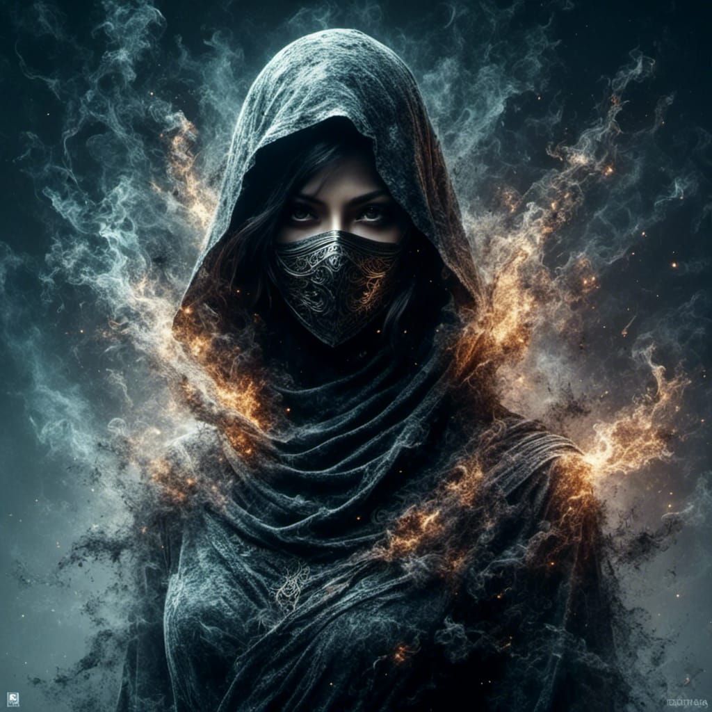 Ghostly Ninja Assassin with Double Exposure Effects