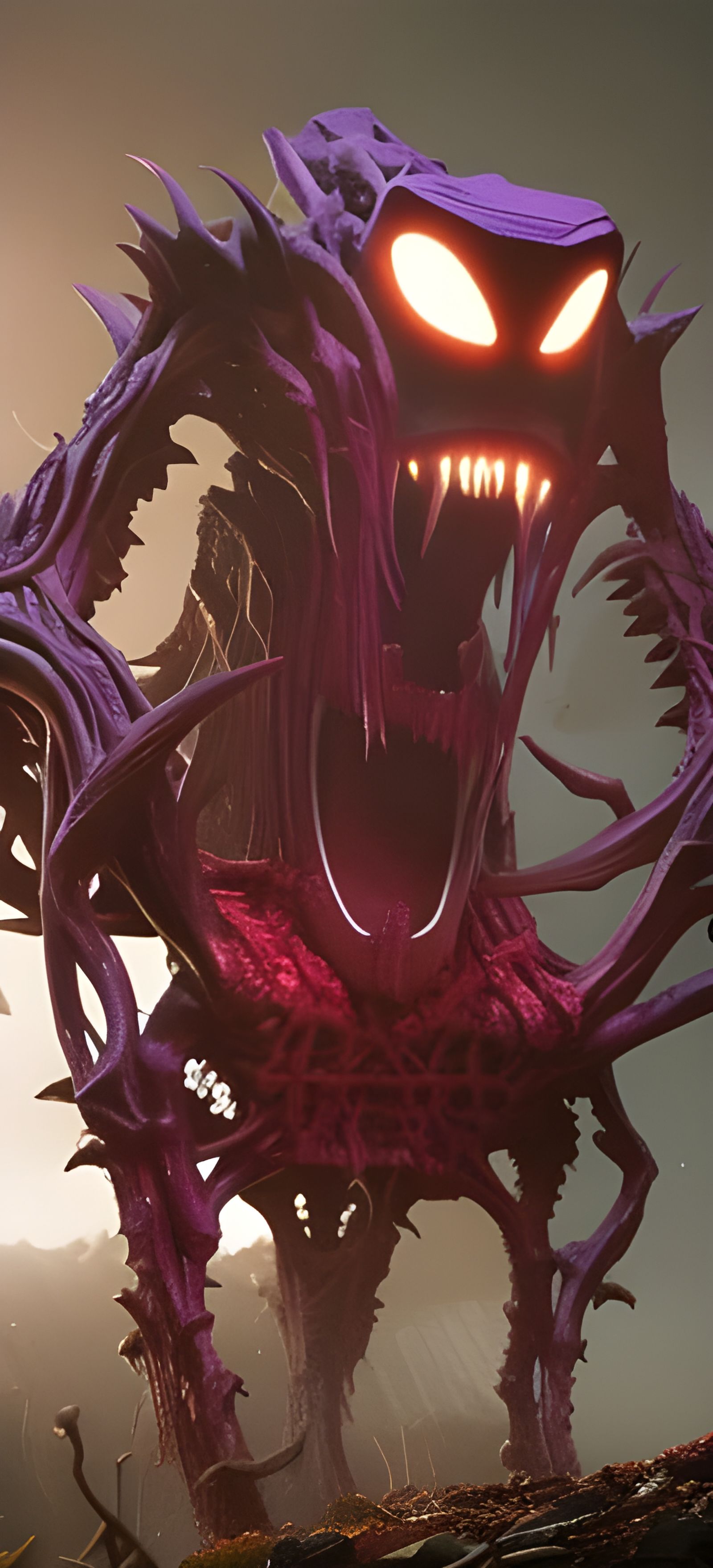 Terrifying Enderman Creature with Glowing Eyes