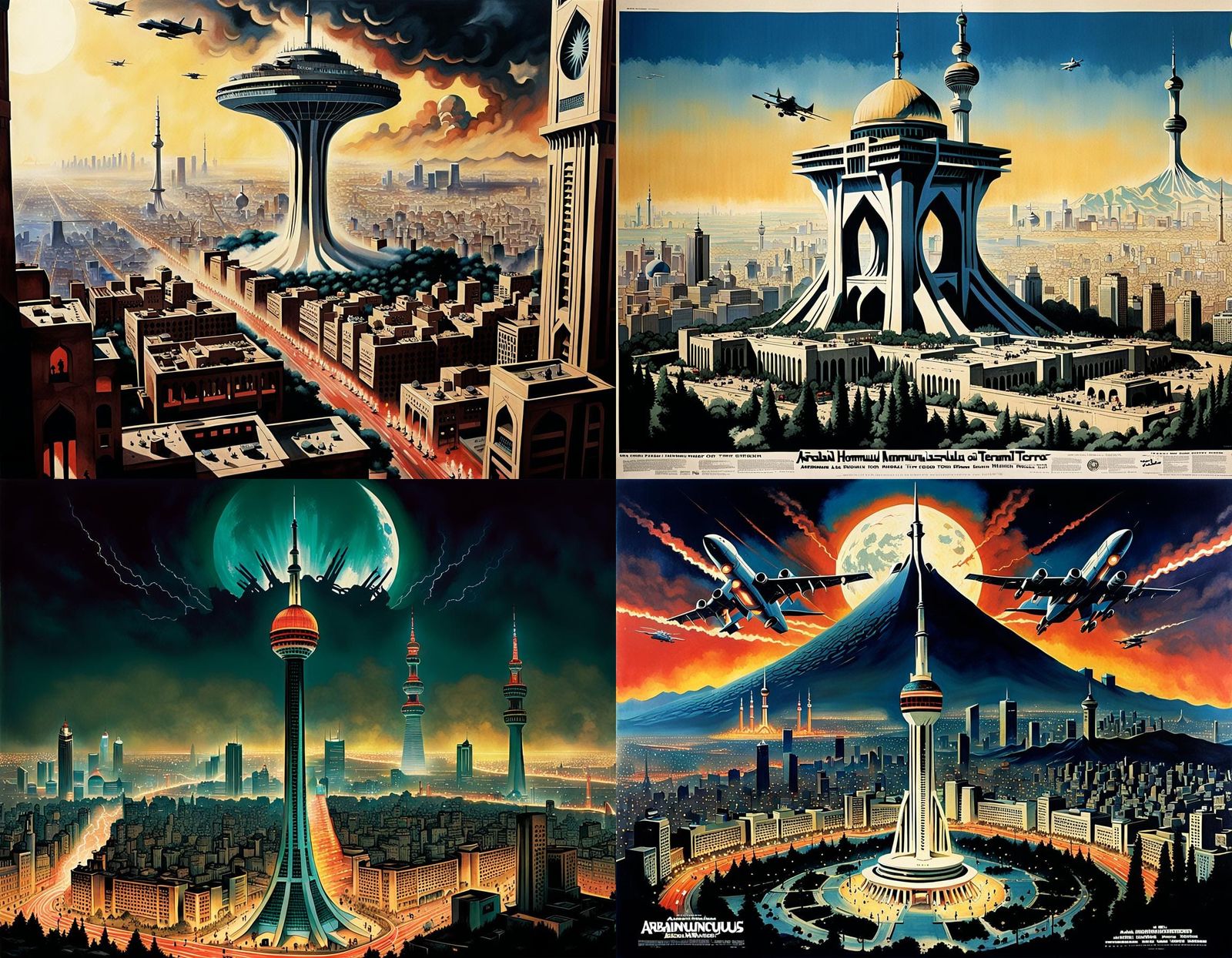 1980s Movie Poster: Homunculus Attack on Tehran Tower