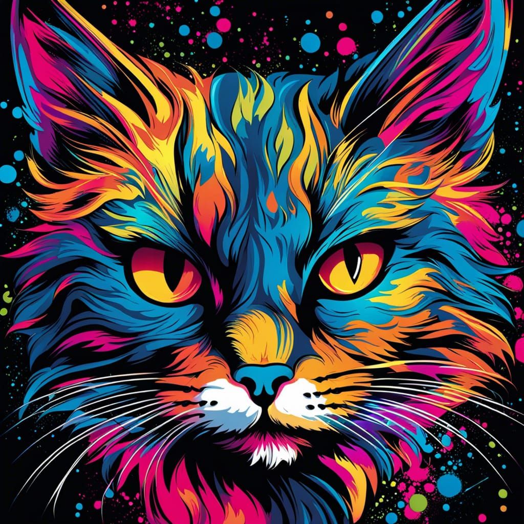 Pop Art Dangercat with Paint Splashes