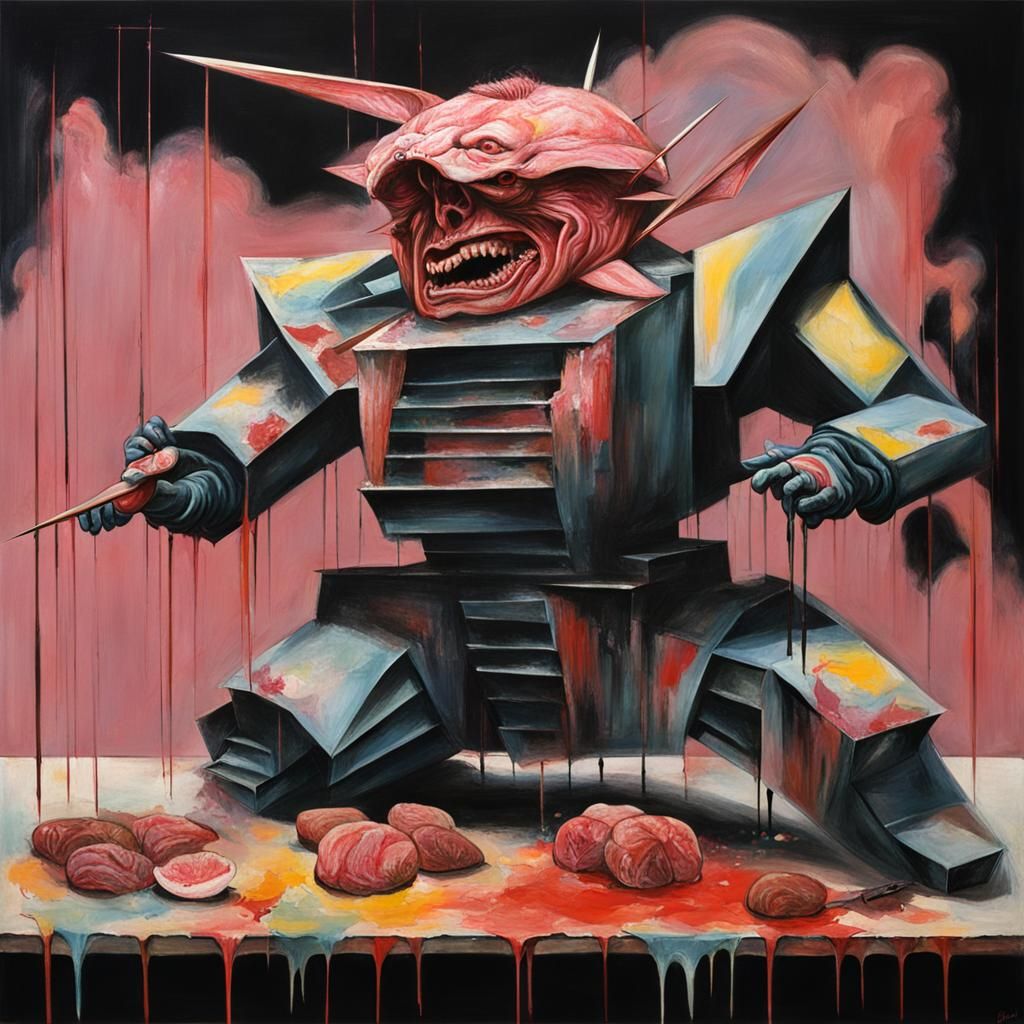 Meat Gundam in Francis Bacon Style