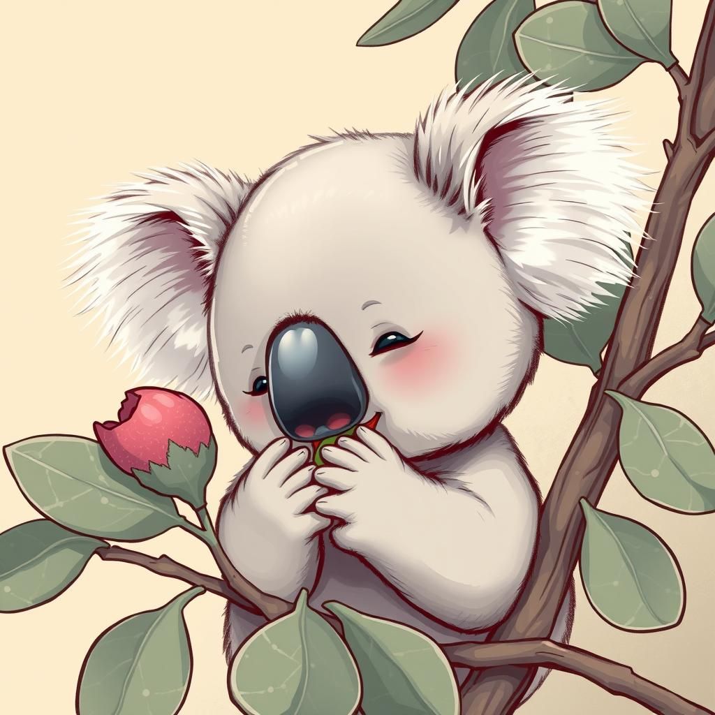 Cute Chibi Koala Portrait in Anime Style