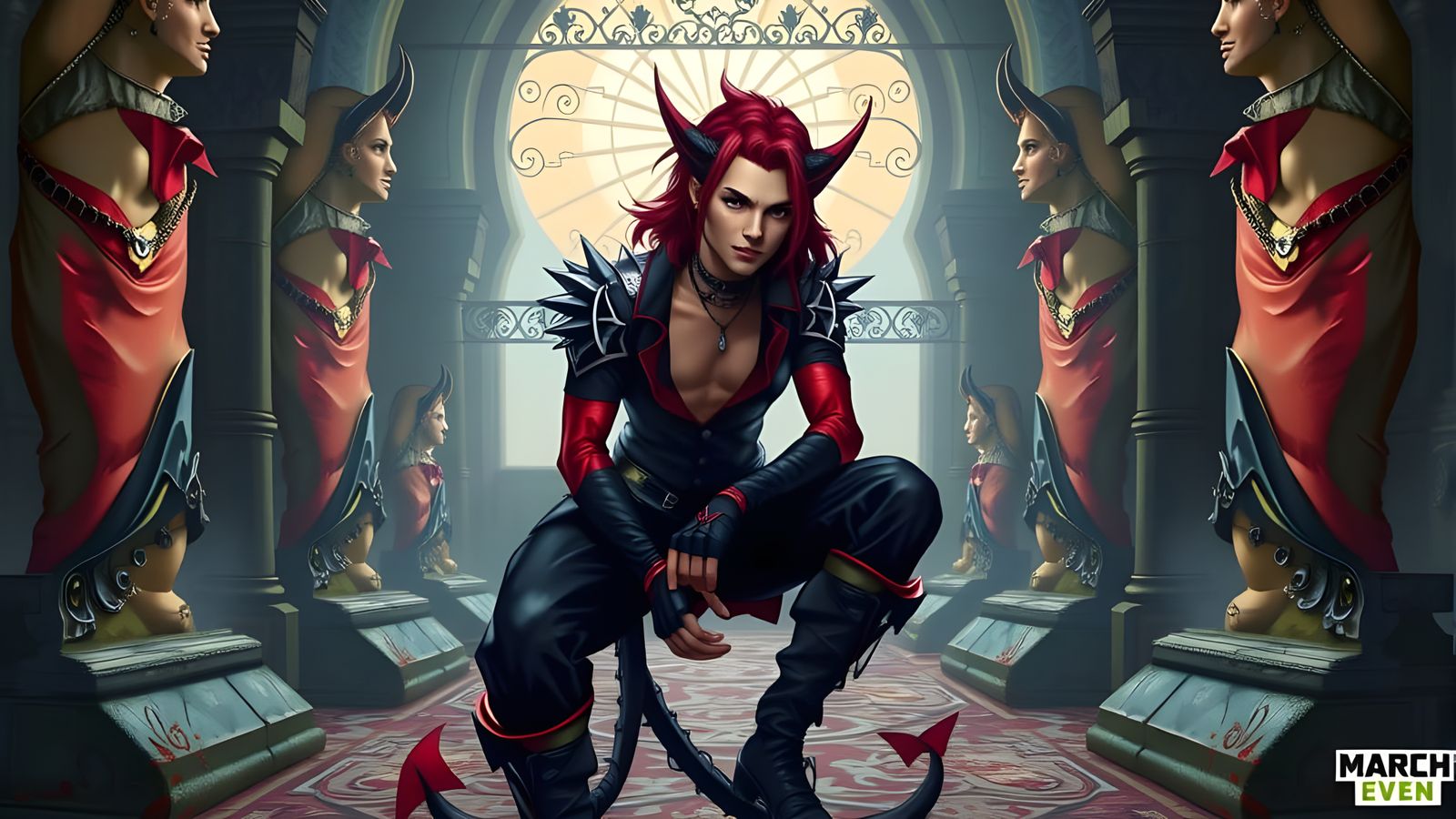 Mysterious Red Devil Silhouette