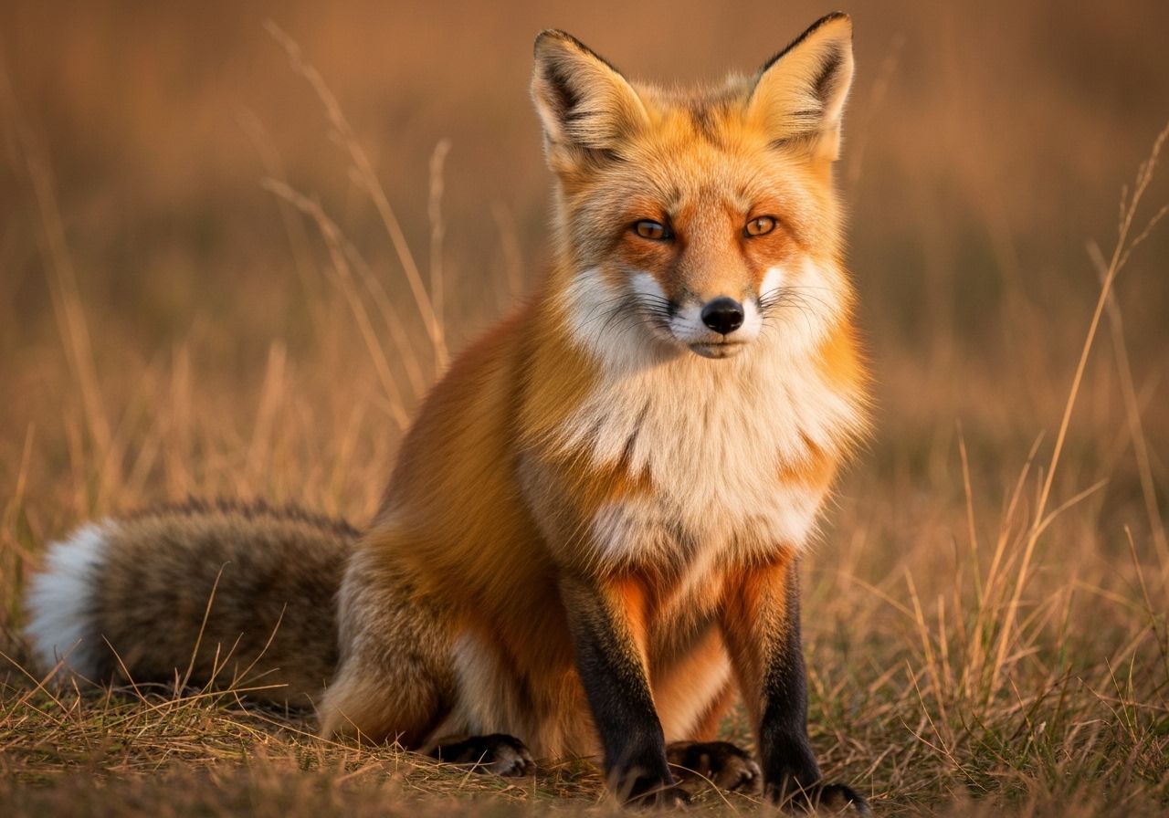 Photorealistic Red Fox in Golden Hour Field