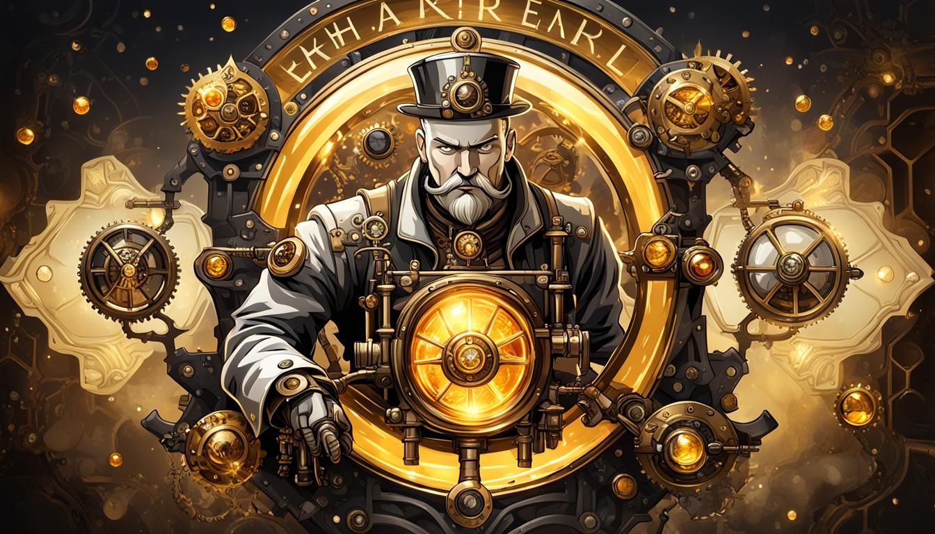 Steampunk Email Logo with Glass Figure and Crystals