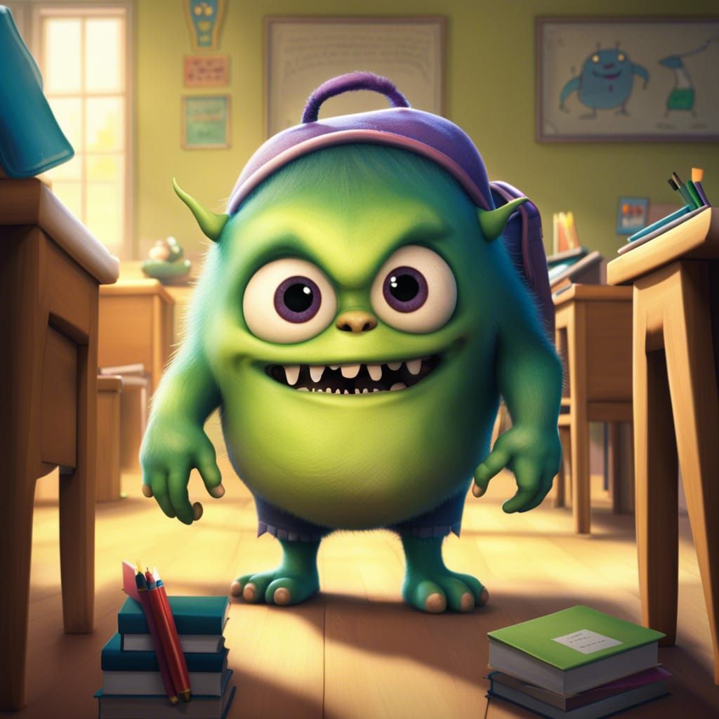 Monster's First Day: A Charming School Scene