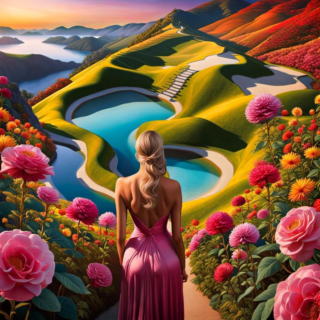 Surreal Landscape with Winding Road, Dreamlike Art