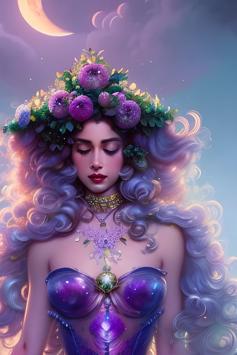 Ethereal Moonlight Flower Queen Portrait