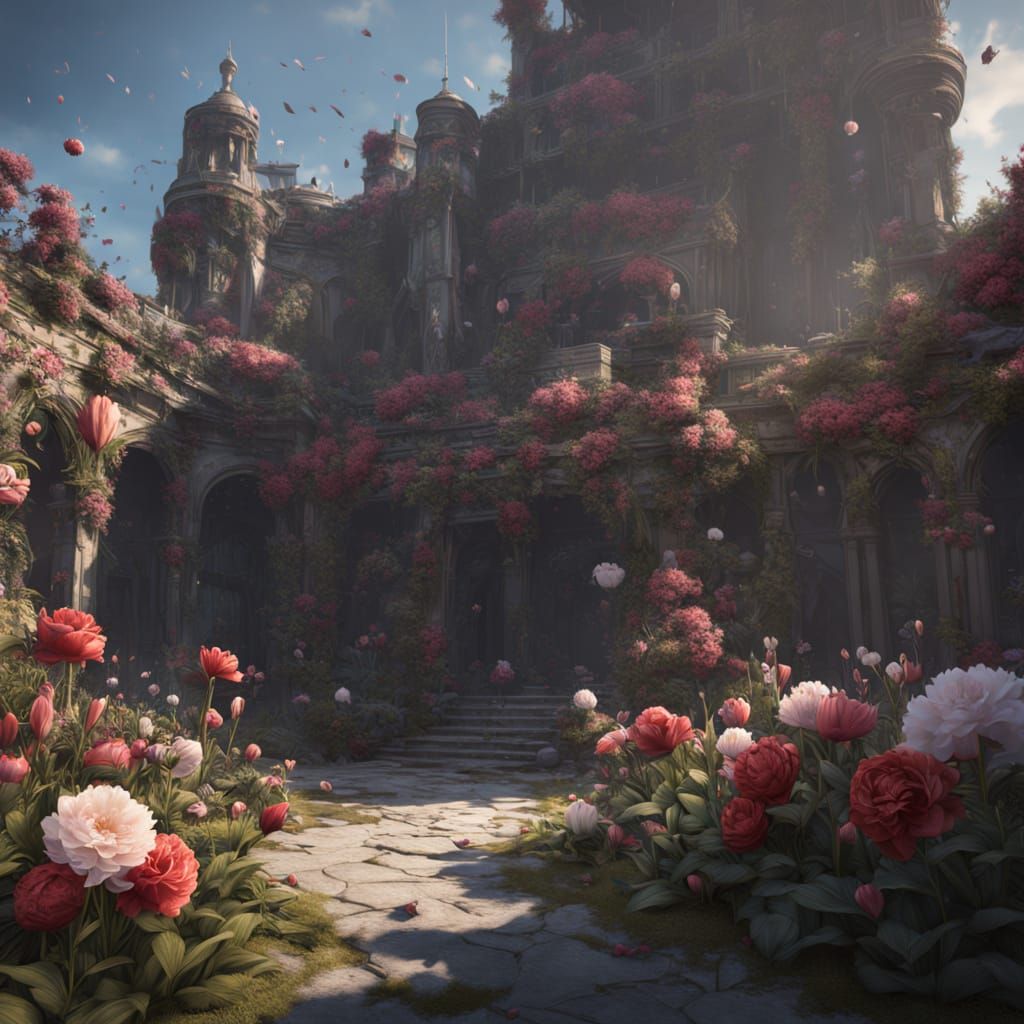 Ethereal Floral Arrangement in a Dreamy Void