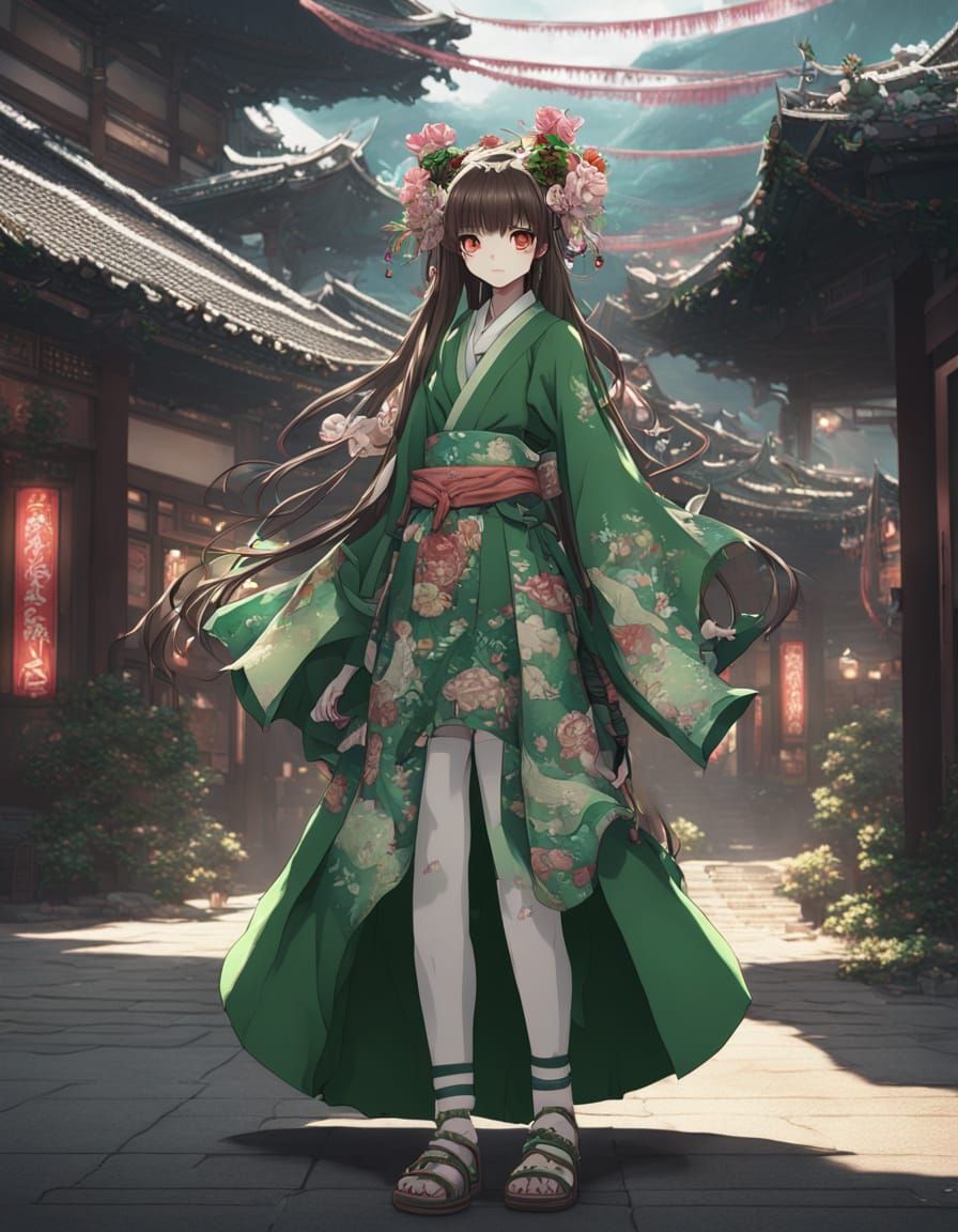 Half-Oni, Half-Oiran Virtual Tuber in Stunning Digital Matte...