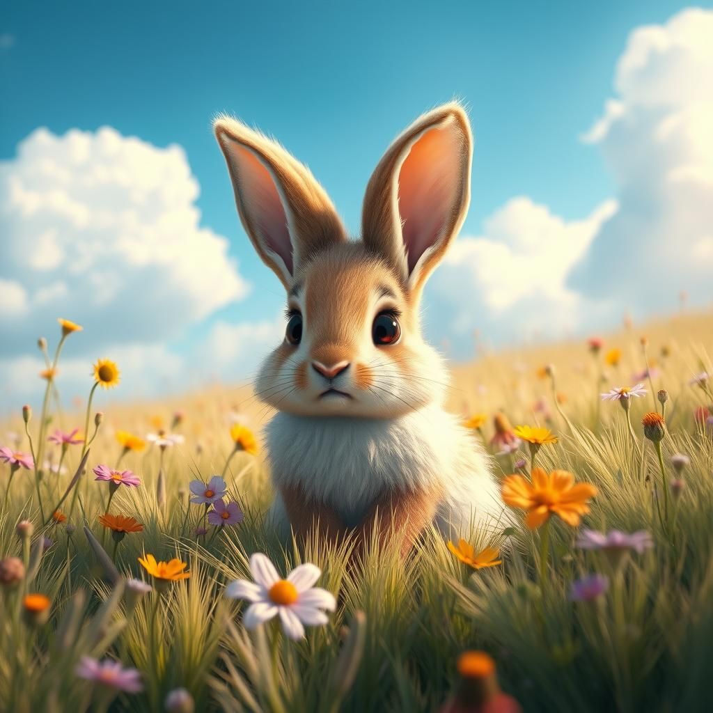 Enchanted Meadow Rabbit: A Detailed Matte Painting