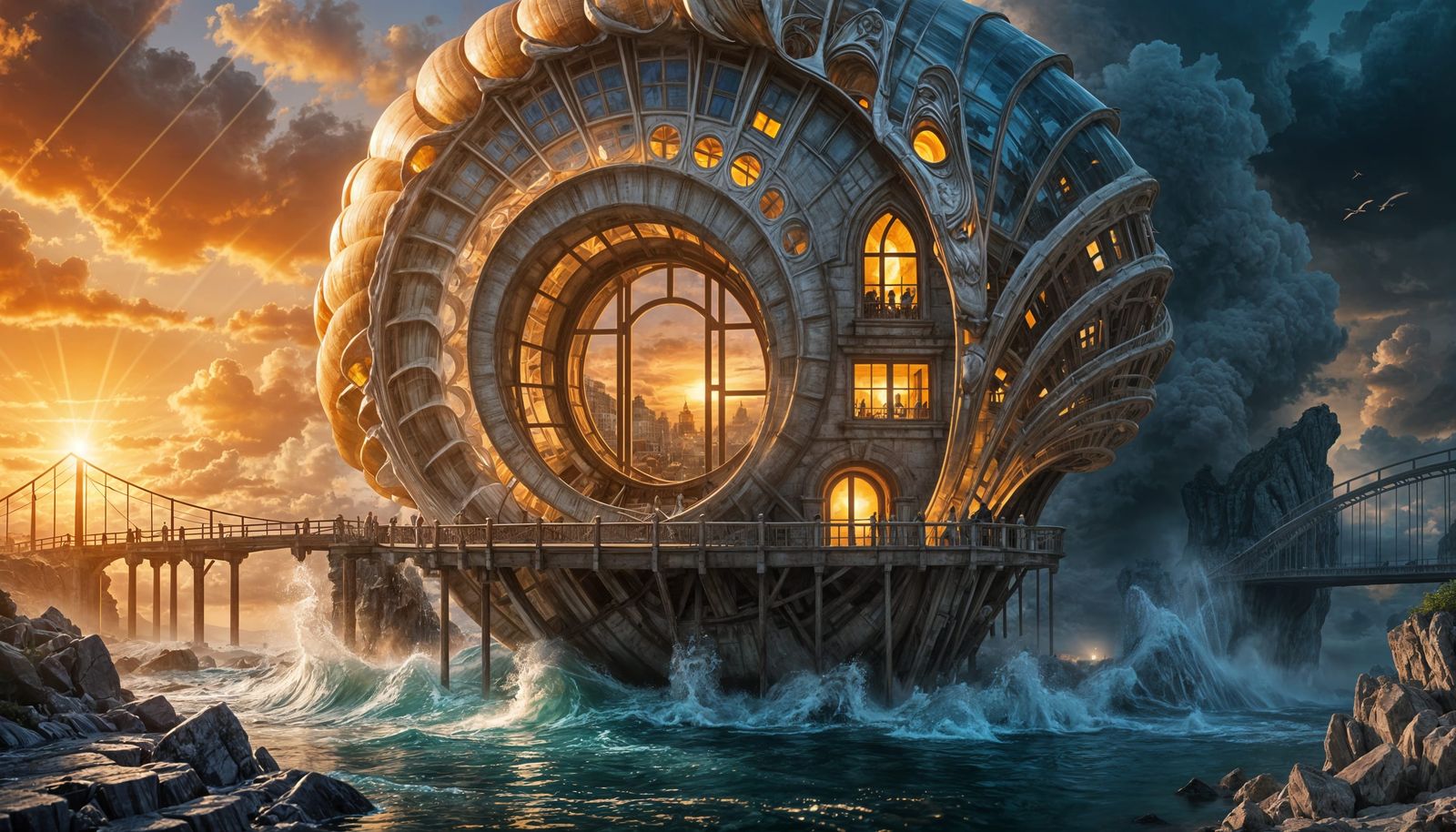 Giant Floating Seashell Citadel in the Sky