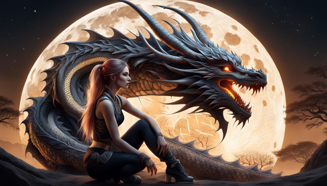 Dragon Tattoo Girl in Hyper-Realistic Digital Art