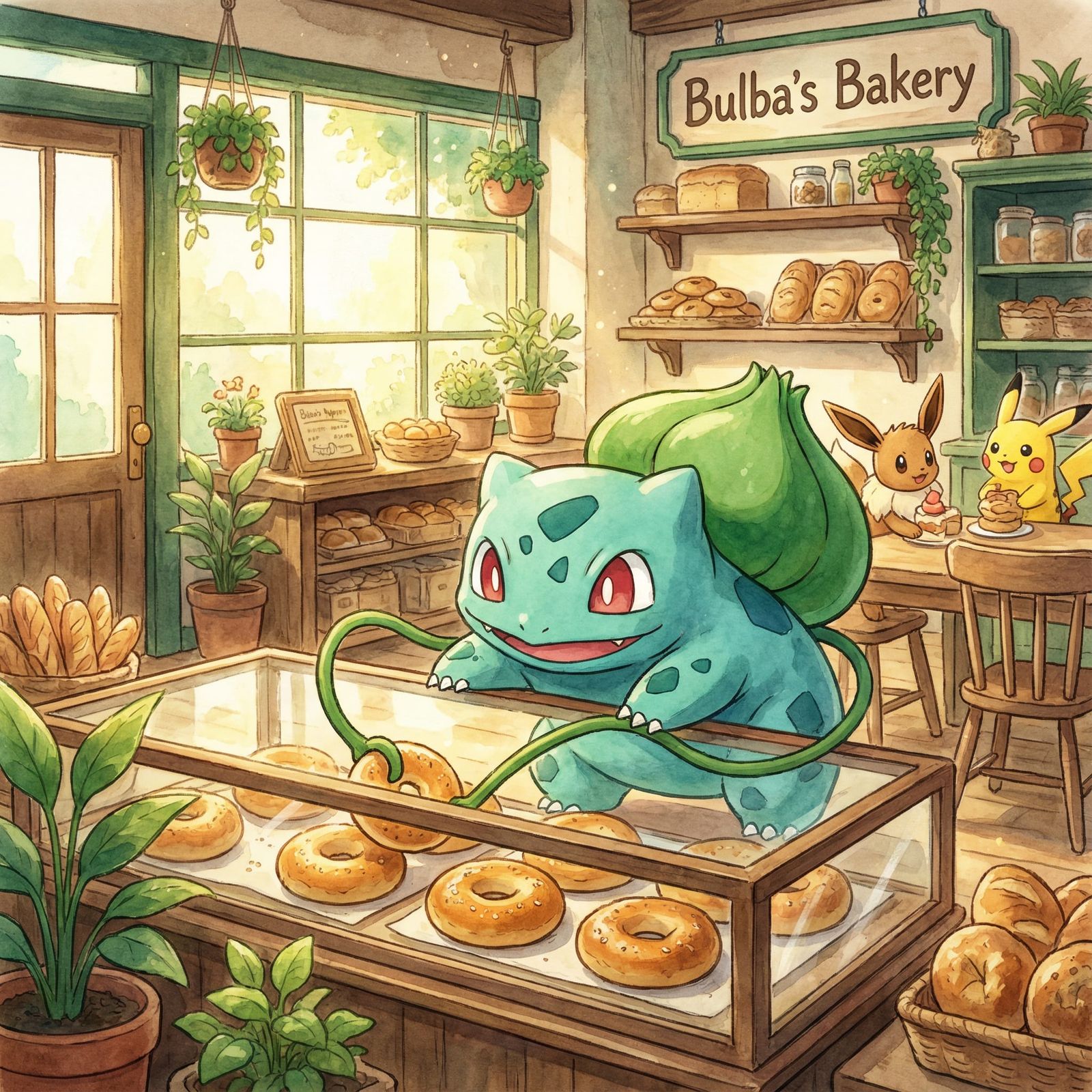 Pokemon Bakery Scene in Studio Ghibli Style