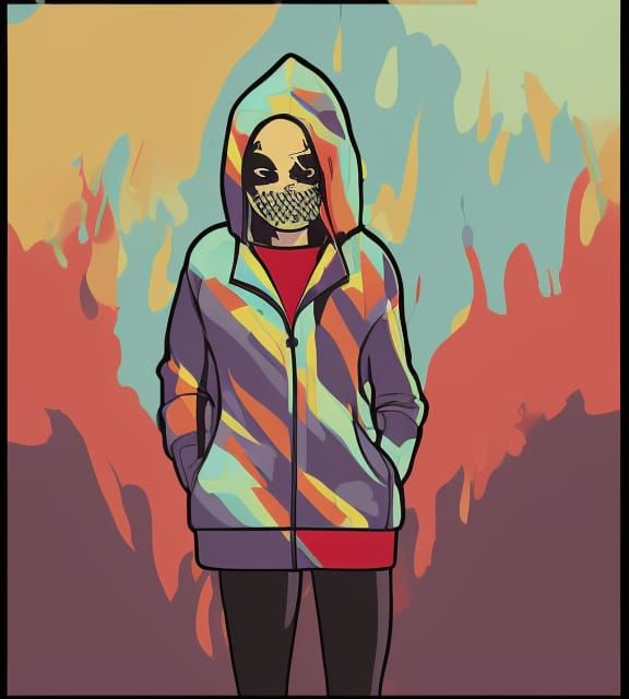 Arsonist Girl in Hoodie: Pop Art Digital Illustration
