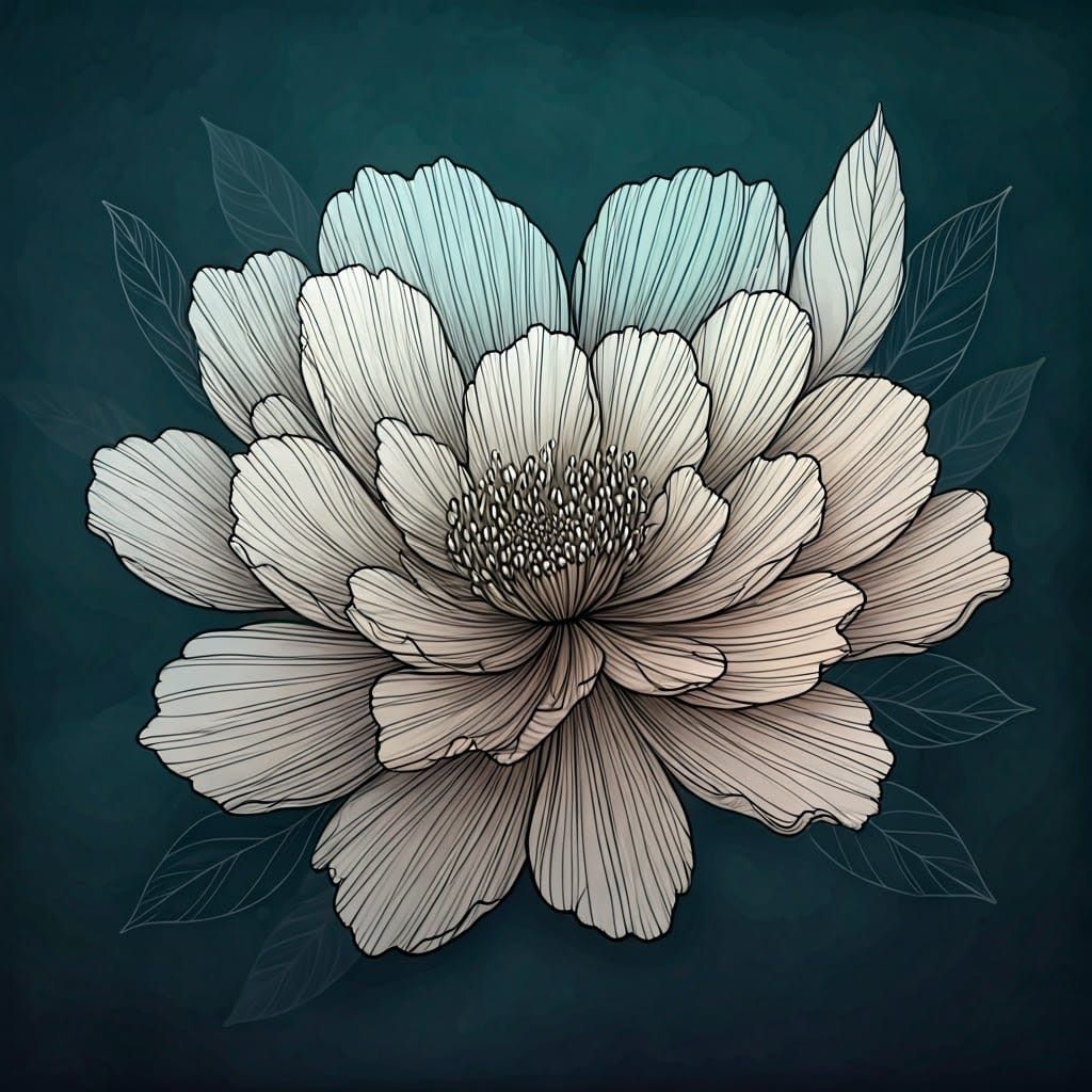 Minimalist Ink Abstract Floral Art in Black