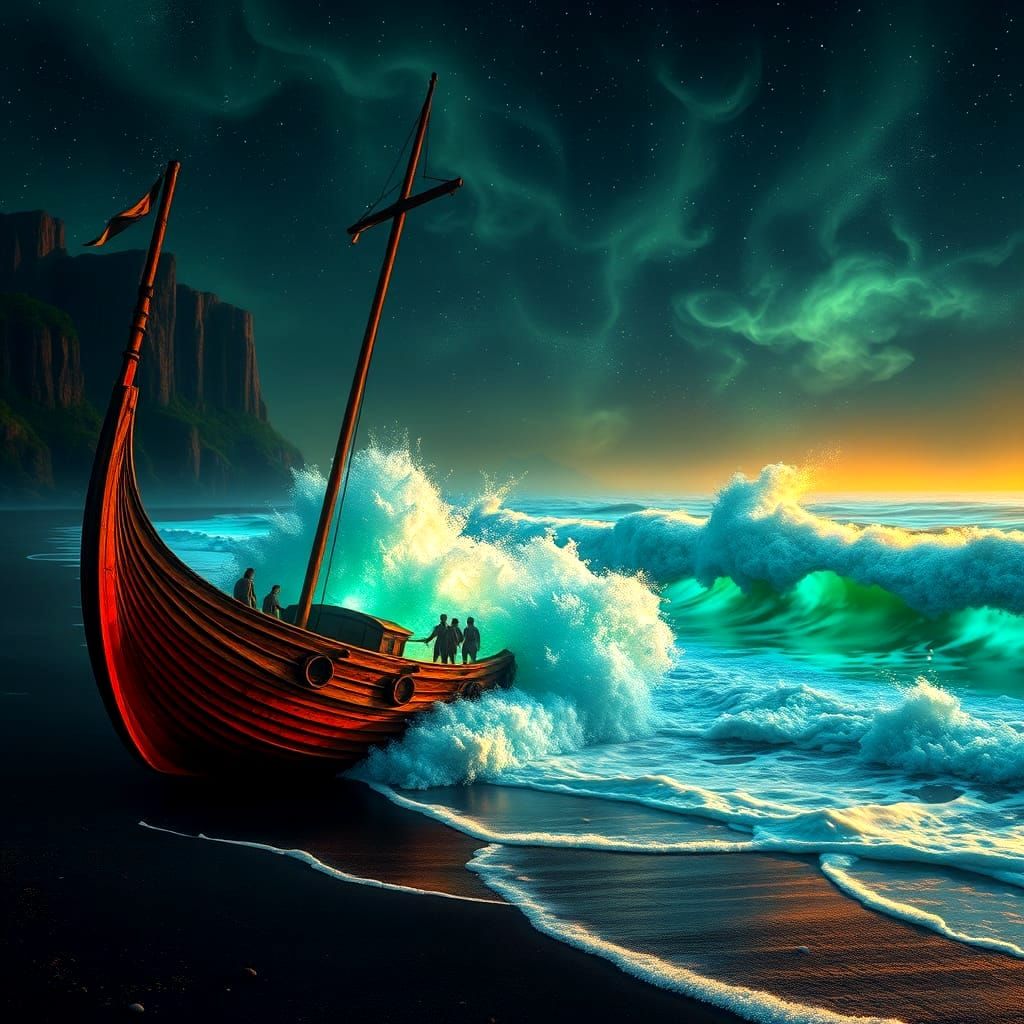 Barque Viking dans la tumulte