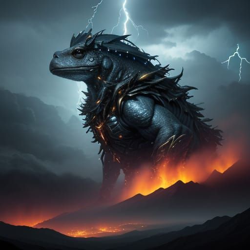 Regal Golden Toad Commands the Stormy Sky in Epic Cinematic ...