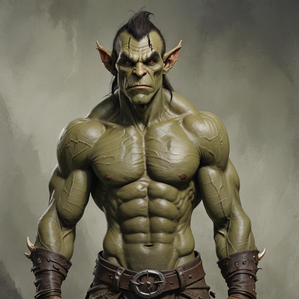 Handsome Muscular Goblin Orc Elf Hybrid Portrait
