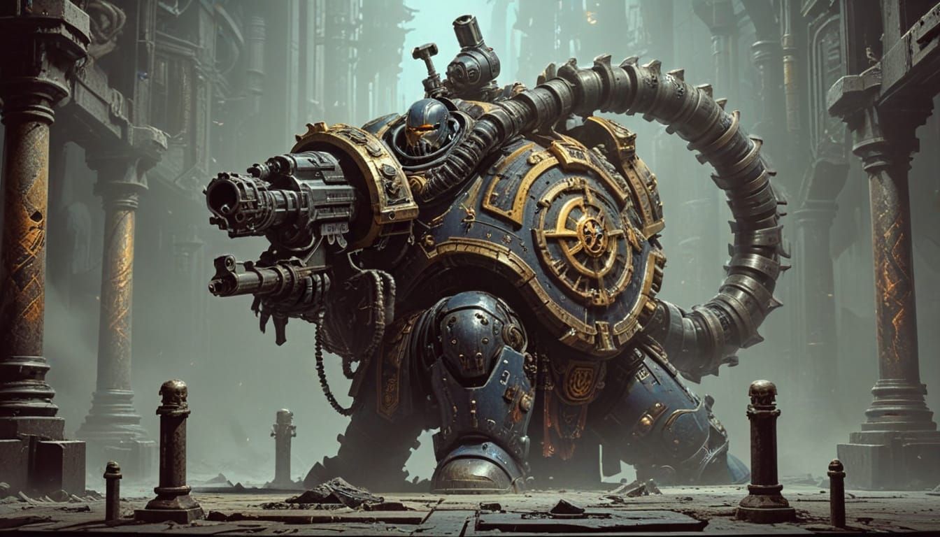 Warhammer 40k Space Marine in Grimdark Style