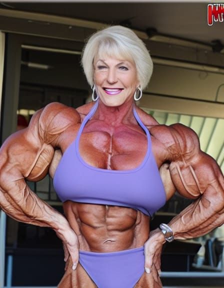 Muscular Elderly Female Bodybuilder with Ripped Physique
