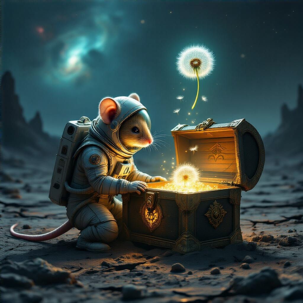 Astronaut Mouse Finds Treasure on Alien Planet