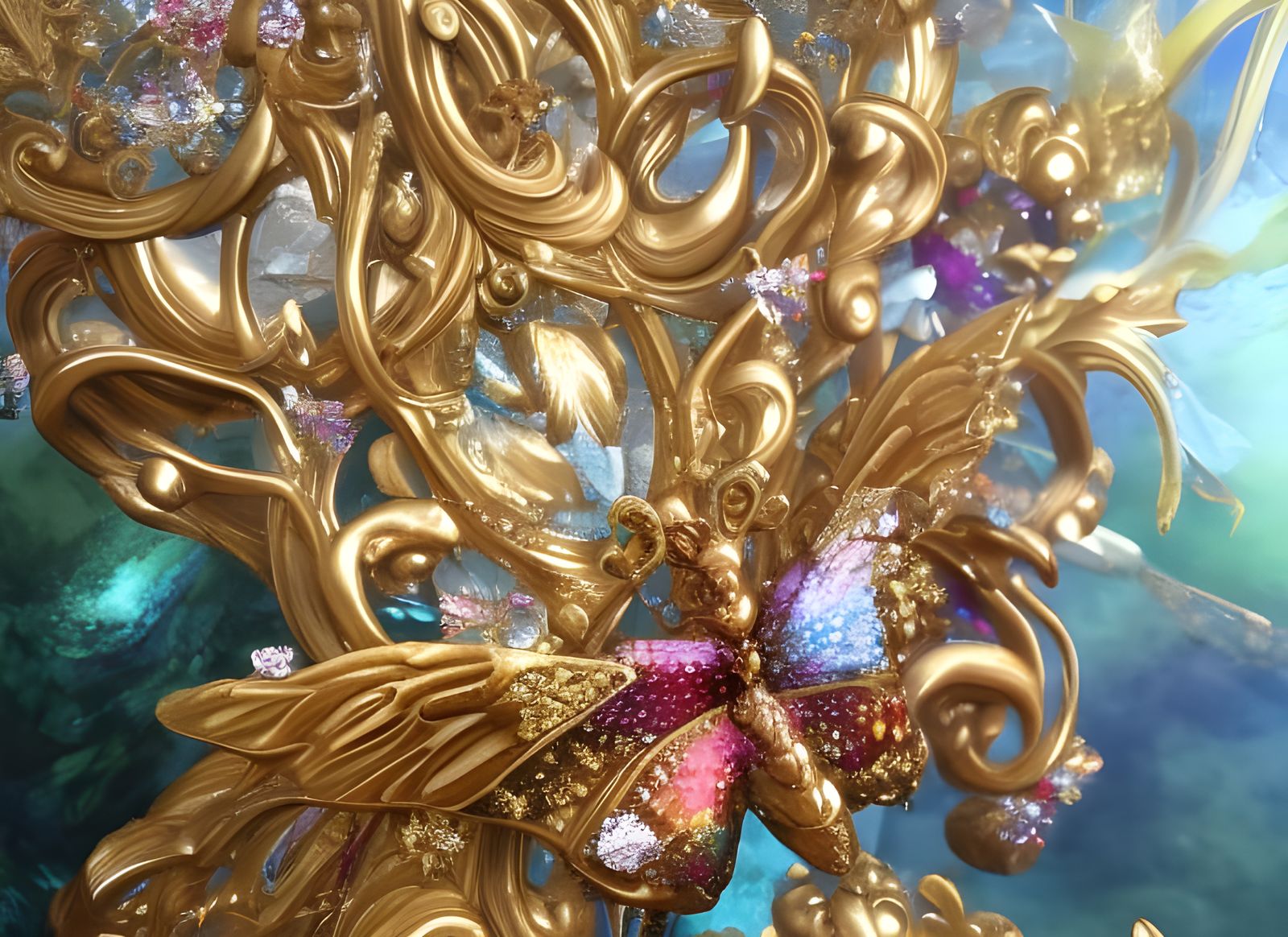 Ornate Magical Butterfly in Digital Art Style