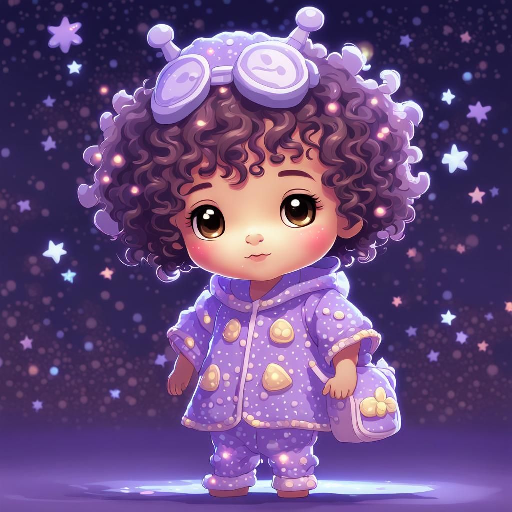 Chibi Toddler in Giraffe Costume, Anime Digital Art