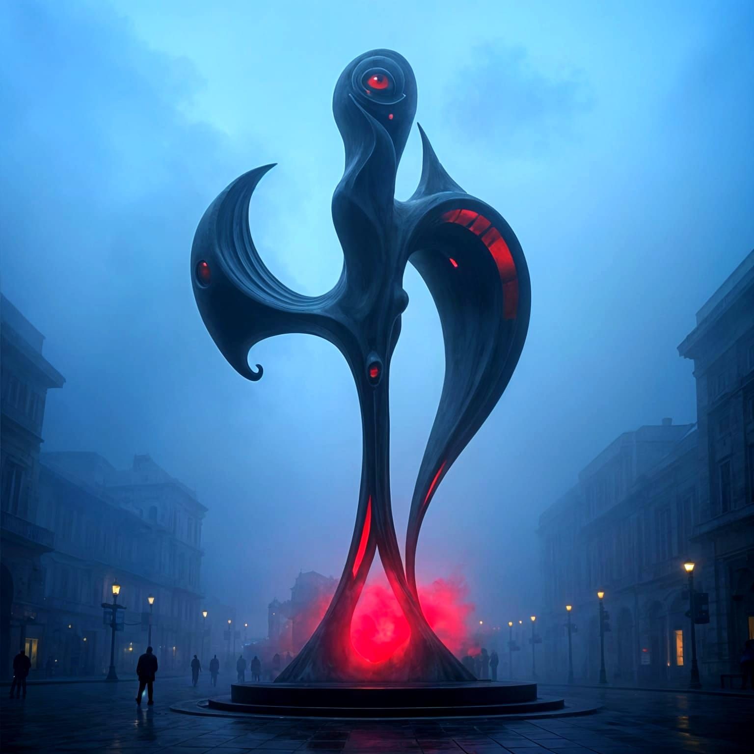 Surrealist City Monument in Deep Colors