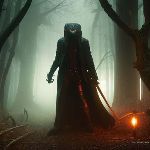 Creepy Monster Emerges from Foggy Wood