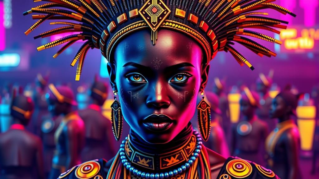 Zulu Cyber Princess in Futuristic Regalia