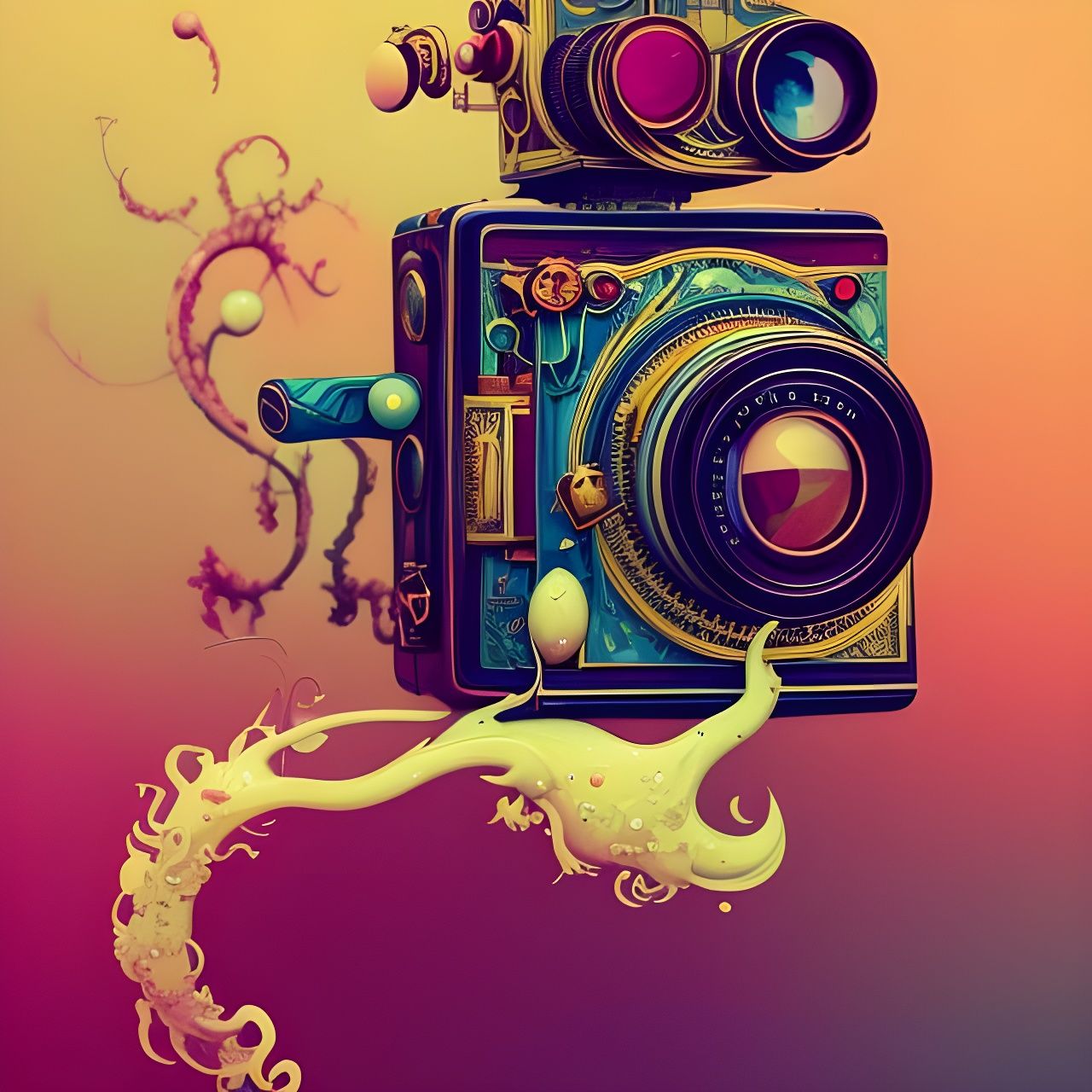 Rolleiflex Camera in Surrealist Style