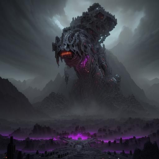 Epic Minecraft Wither Boss: Digital Matte Painting