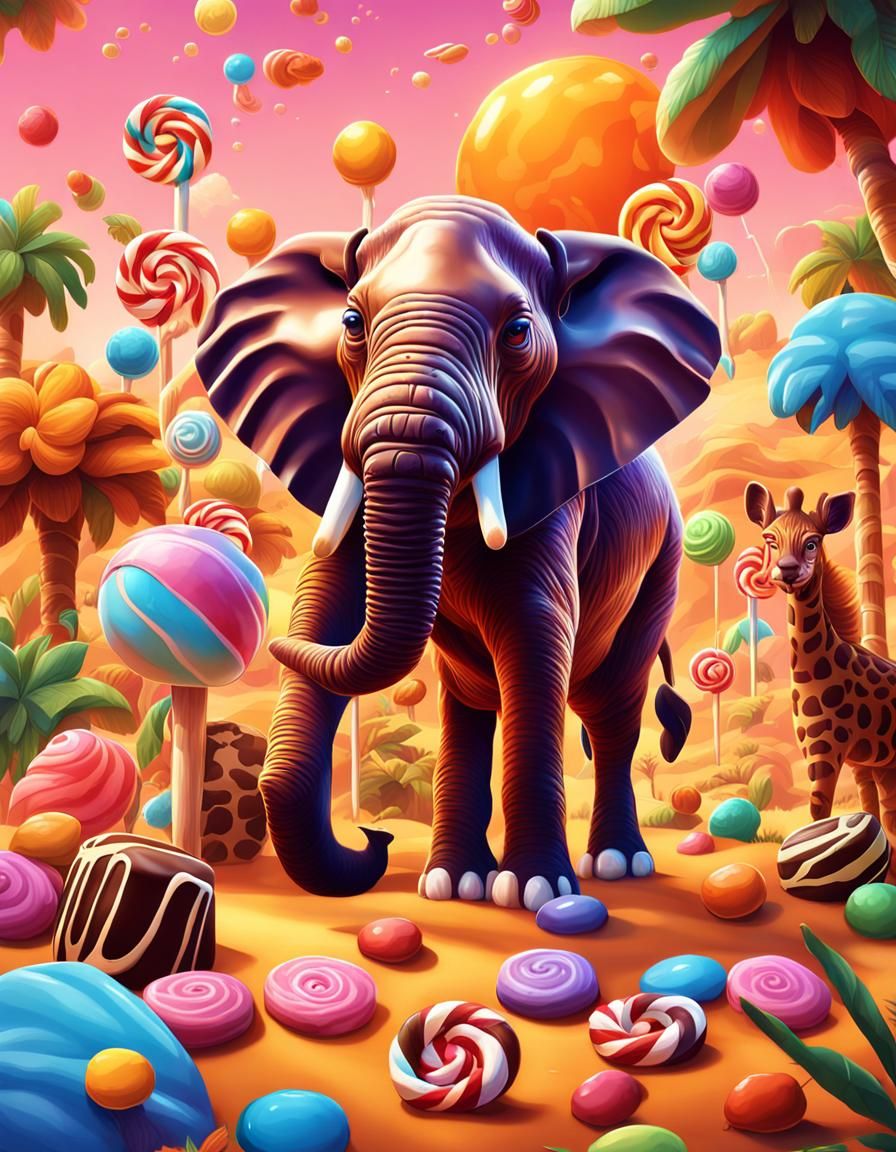 Chocolate Safari Animals in Candy Art Style