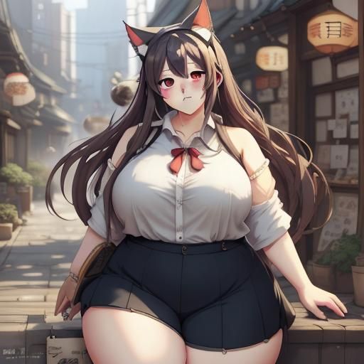 Curvy Anime Girl in Manga Style
