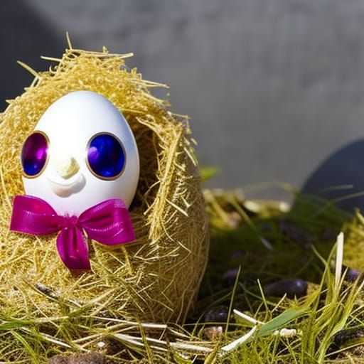 Luminescent Jeweled Easter Egg with Baby Chicken