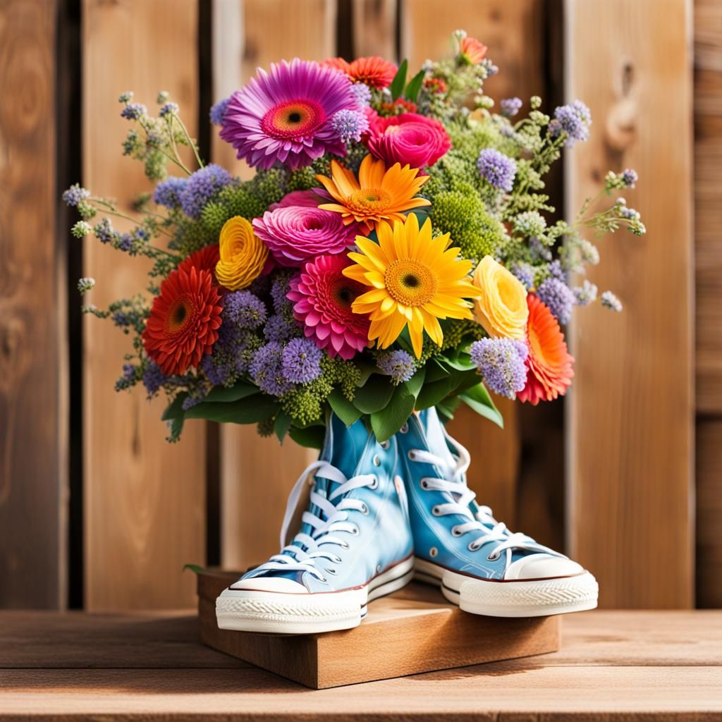 Vibrant Thank You Flowers in Converse Shoe Vase