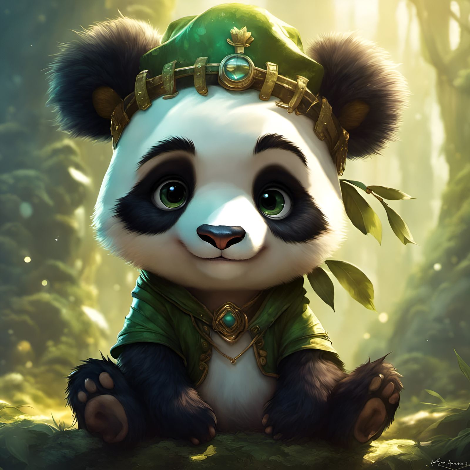 Chibi Panda as Peter Pan in Detailed 3D Style