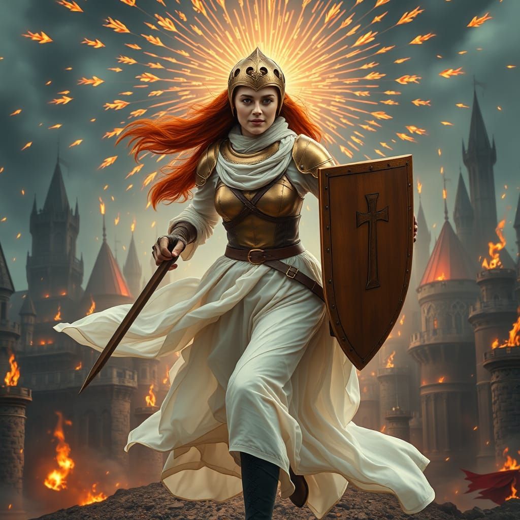 Redhead Queen in Burning Kingdom, Kinuko Craft Style