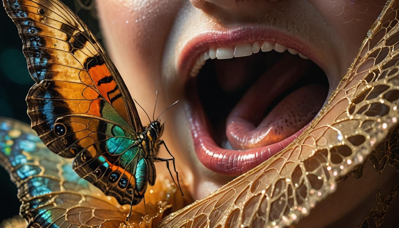 Surreal Macro Tongue Portrait in Dreamlike Style