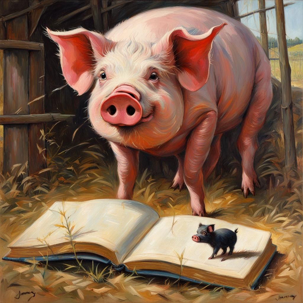 Charlotte's Web Book Illustration in Oil Painting Style