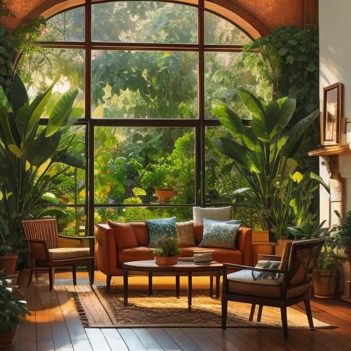 Copper Living Room with Plants: Professional Photography