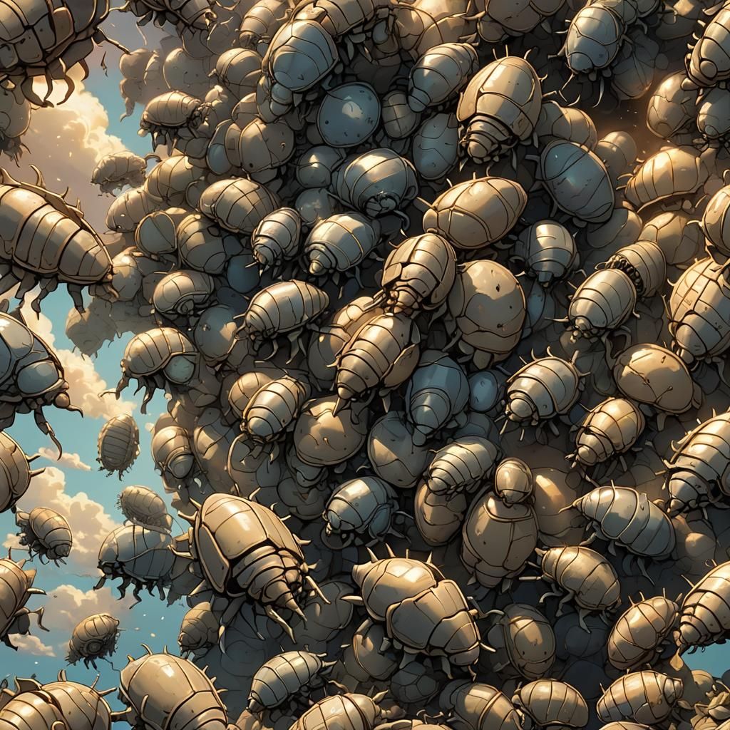 Isopod Horde Invades Gotham in Miyazaki Style