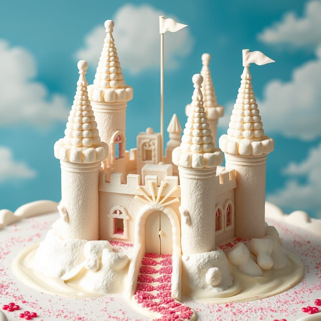 Whimsical Marshmallow Castle in Fantastical Style