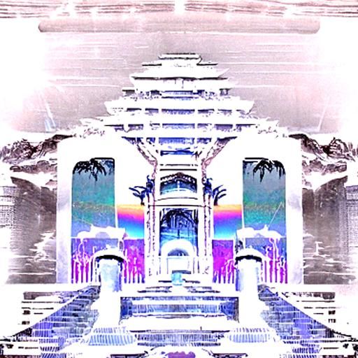 Retrofuturistic Rainbow After the Storm in Vaporwave Style