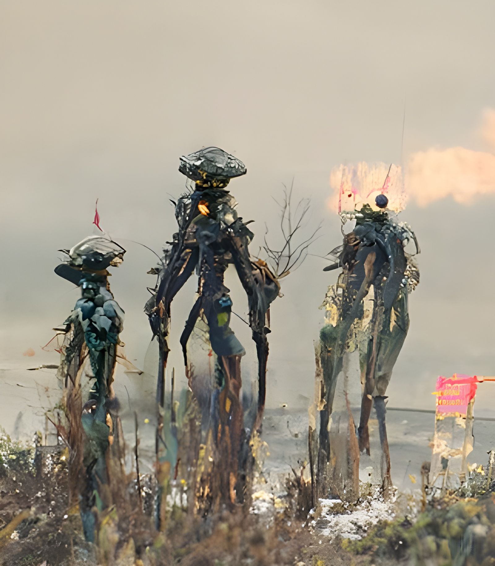 Ominous Sci-Fi Figures in Dystopian Wasteland