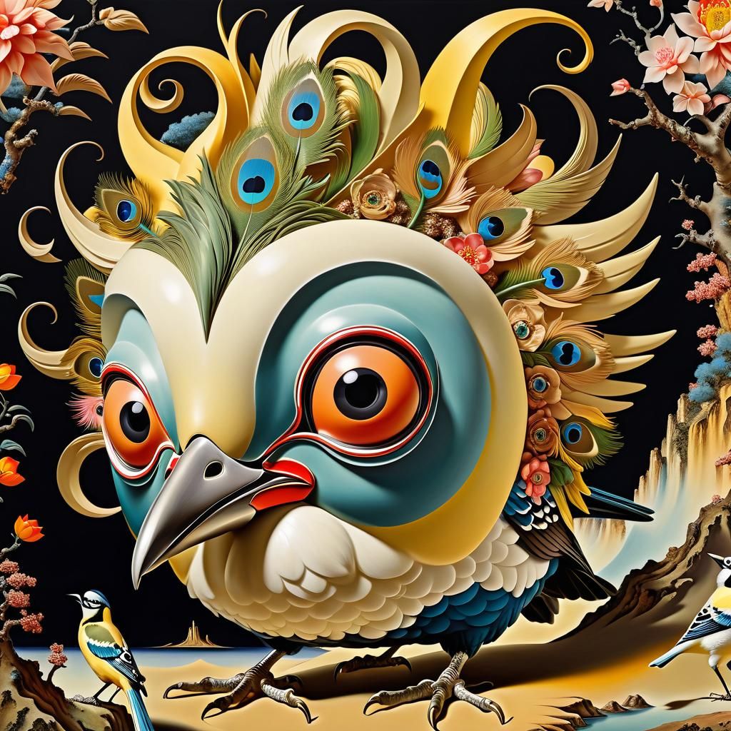 Big Bird Bobblehead in Surrealist CGI Style