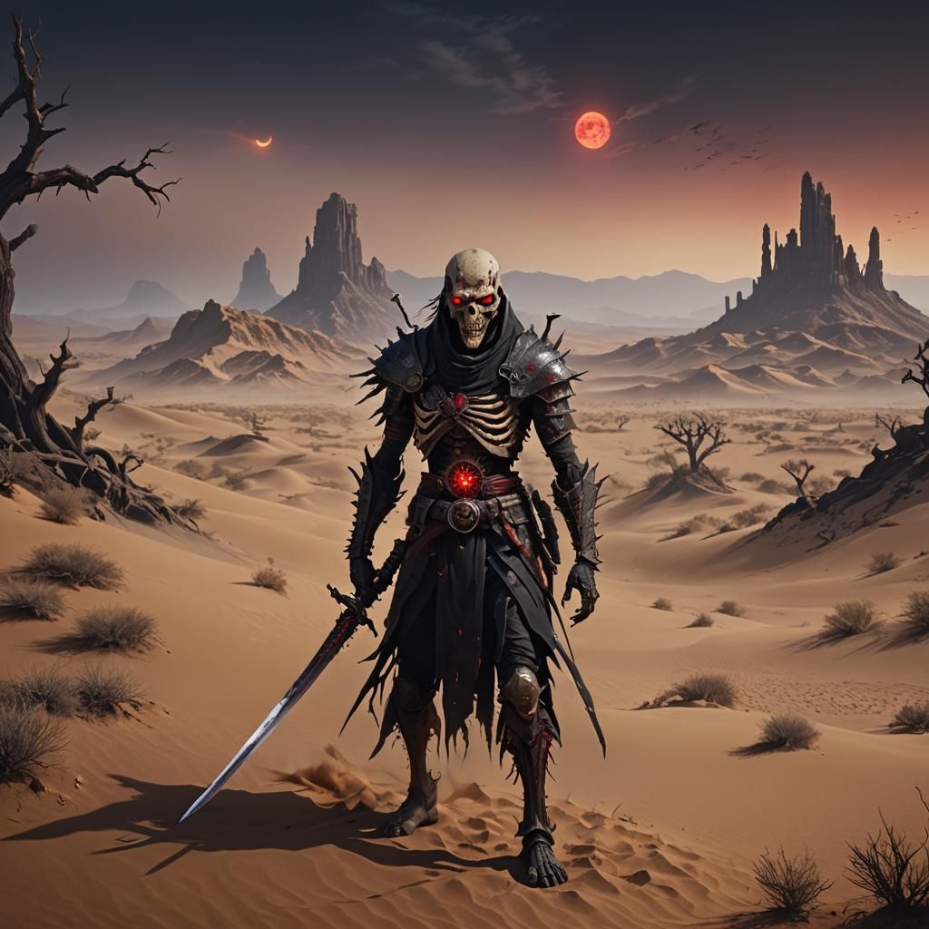 Evil Desert Zombie with Sword: Fantasy Concept Art