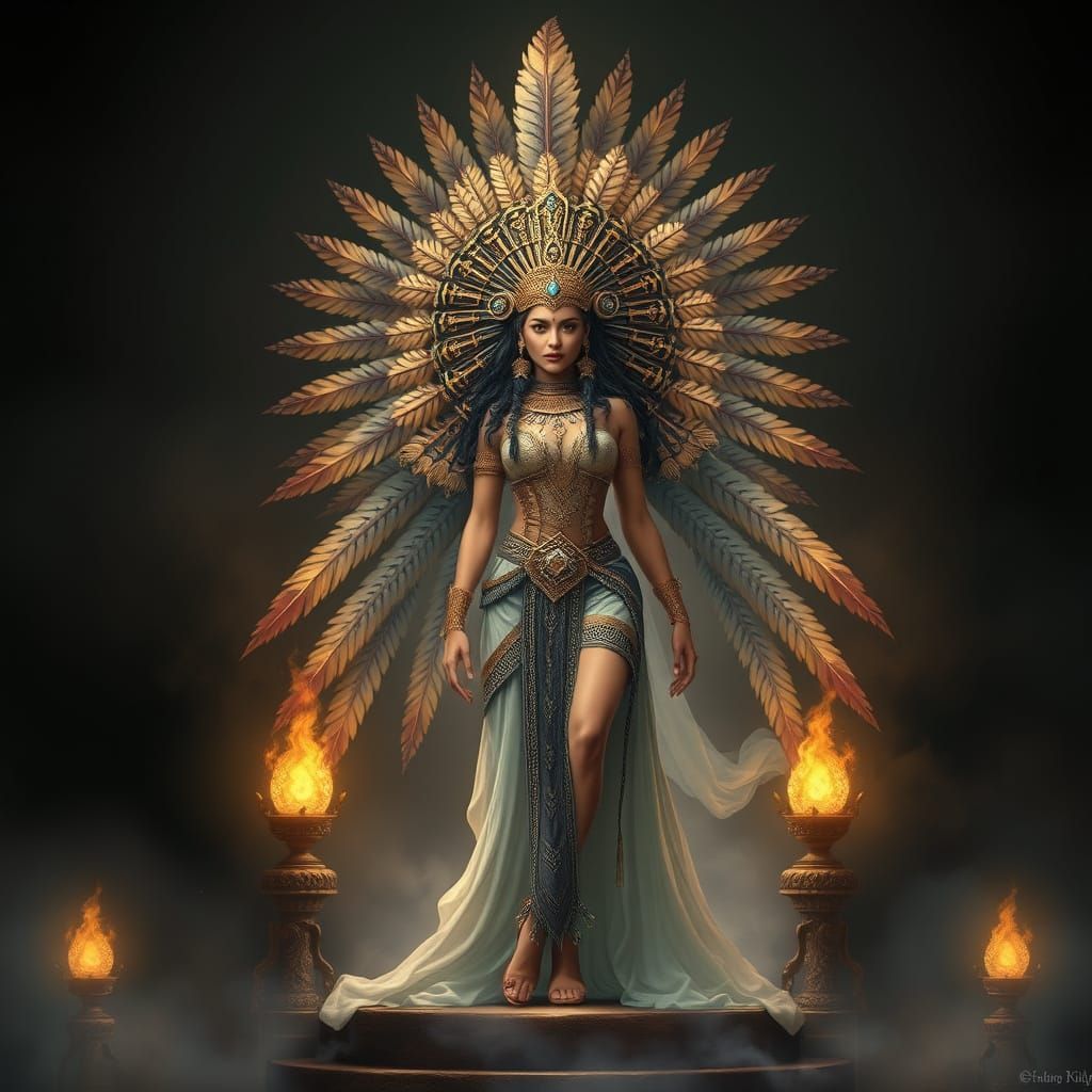 Mystical Aztec Princess in Ethereal Fantasy Style